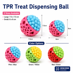 ลูกบอลจ่ายขนม TPR ของเล่นเคี้ยวสำหรับสุนัข ของเล่นทำความสะอาดฟันแบบมีพื้นผิว ของเล่นพัฒนาสมอง ช่วยให้กินช้าลง ของเล่นเสริมสร้างพัฒนาการสำหรับสัตว์เลี้ยงในบ้าน - Product Image 3