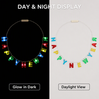 Collier lumineux LED « Bonne Année » en gros, qui brille dans le noir, idéal pour les fêtes du Nouvel An, bijou lumineux portable pour le réveillon du Nouvel An