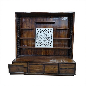 Elegant Home Temple Designs Factory Prices Traditional Modern Brown Polished Pooja Mandir Indian Solid Teak Wood Customized Size - Product Image 1