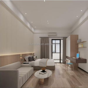 Space-Saving Light <b>Wood</b> Hostel Bedroom Furniture Set with Single Bed Built-in Wardrobe and Work <b>Desk</b> For 3 Star Hotel Projects - Product Image 4