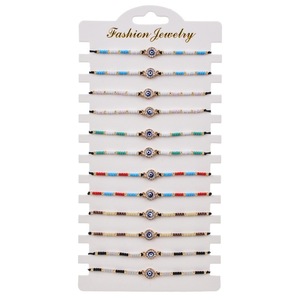 12pcs Handmade Minimalism Black Rope Knotted Charms Miyuki Beaded Crystal Alloy Evil Eye Bracelets for Girls - Product Image 6