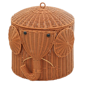 Elegant Eco-Friendly Seagrass Rattan Bamboo Elephant-Shaped WATER HYACINTH Multifunction <b>Storage</b> <b>Basket</b> for Home Organization - Product Image 1