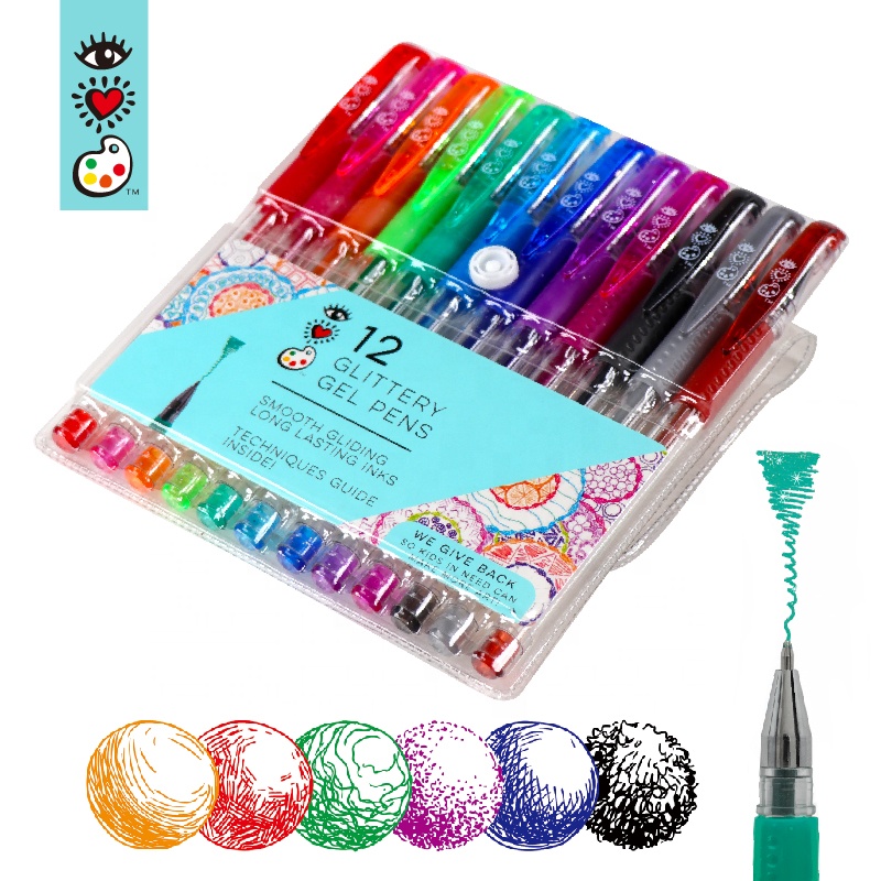 Арт поставить взрослых детей Рисунок 12 видов цветов гелевых ручек блеск