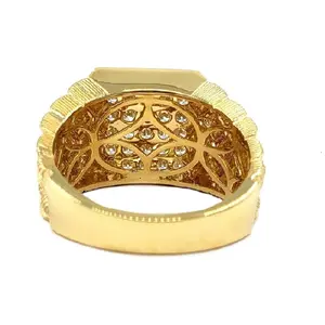 Tailor Made Jewelry Unique Design High End Platinum Yellow Gold Natural Diamond Princess Large Gents Rings For Gentlemen