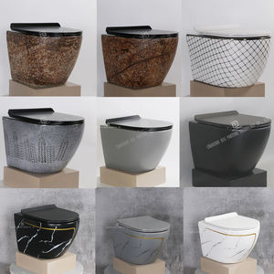 WC suspendu mural en céramique de style moderne, bleu, avec siphon en P et chasse d'eau par lavage, sanitaires - Product Image 4