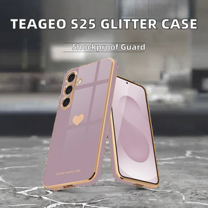 Compatibile <span class=keywords><strong>con</strong></span> <span class=keywords><strong>Galaxy</strong></span> S26/25/22/23/24/21, Cover per Telefono Antiurto in TPU Morbido <span class=keywords><strong>con</strong></span> Design a Cuore per Ragazze, Lussuosa Elettroplaccatura Glitterata - Product Image 2