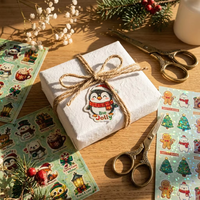 Individuelle Holographische Punktfilm-Aufkleber Wasserfeste Kawaii Cartoon Weihnachts-Schreibwaren-Aufkleber für Feiertags-Tagebuch-Deko Kiss-Cut