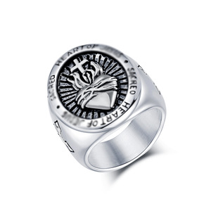 yunnique popular retro-style <b>titanium</b> steel cross <b>ring</b> for men, niche design, heart cross jewelry. - Product Image 5
