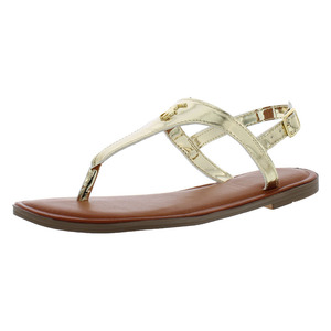Sandales pour filles Polo Tierney Iv Gs en cuir verni doré métallisé avec boucle, chaussures d'été - Product Image 1