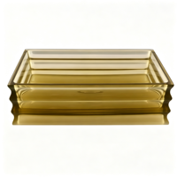 CE Factory Supply Lavabo rectangulaire à niveaux en Solid Surface, Ambre doré transparent brillant, Articles sanitaires pour la décoration de projets