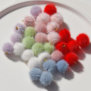 Min Ji Jewelry Faux Mink Pom Pom Pendant 20mm DIY Earring Necklace Charm Accessories Wholesale Materials - Product Image 3