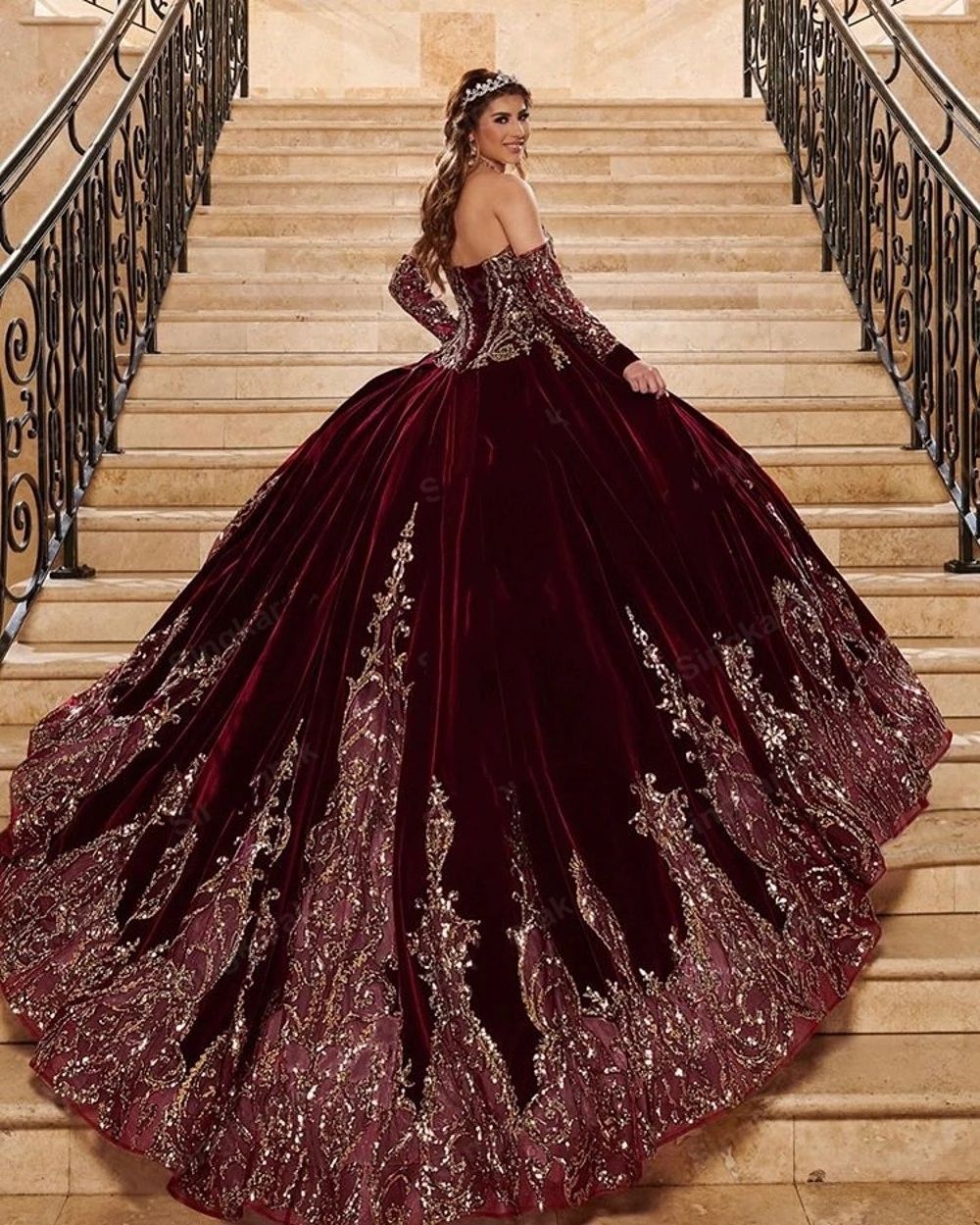 long elegant burgundy dresses FIESTA FEATHER LONG DRESS IN BURGUNDY RED | CULT MIA main image 0