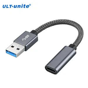 ULT-unite支持10Gpbs 3A usb延长线，带编织护套otg USB 3.1 a型公到C型母适配器