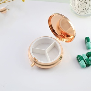 Quà tặng khuyến mãi du lịch Pill Dispenser trường hợp kim loại Pill Box 3 ngăn với gương xây dựng bên trong - Product Image 3