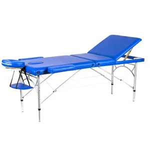 3 Section Foldable Aluminum Massage Table for Beauty Salon, Portable Folding Spa Tattoo Acupuncture Massage Bed