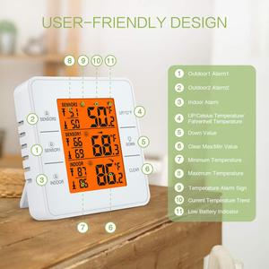 Termometro Digitale LCD Retroilluminato per Uso Domestico con <span class=keywords><strong>Allarme</strong></span>, Monitoraggio della Temperatura per Frigorifero e Congelatore, Supporto OEM/ODM - Product Image 5