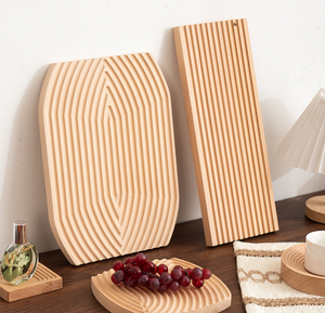 Bandeja de Madera con Textura Ondulada, Plato Irregular de Madera para Servir Comida, Tabla de Exhibición para Té de la Tarde, Aperitivos, Postres, Pan, Decoración de Mesa - Product Image 3
