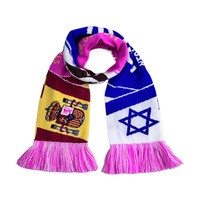 Op maat gemaakte premium custom fashion acryl gebreide sjaal voetbalclub fansjaal unisex outdoor sport gebreide sjaal met kwastjes