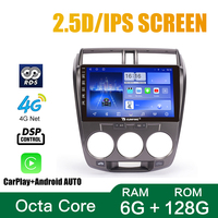 Pemutar CD mobil android, perangkat Headunit 2 Din octa-core Quad mobil untuk Honda city 2006-2014 MT 10 inci radio