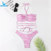 Oem Bikini dos nu haut haut à jambe haute string sans bretelles maillots de bain micro bikini ensembles nouveaux maillots de bain texturés vêtements de plage