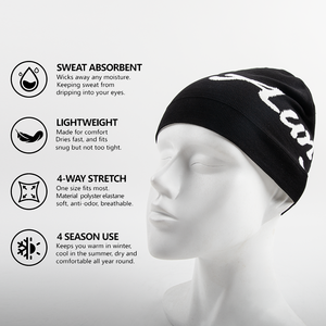 Bonnet Skully de Haute Qualité <span class=keywords><strong>Noir</strong></span> avec Doublure en Satin, Bonnet Élastique pour Cyclisme, Casquette de Vélo pour Hommes et Femmes - Product Image 1