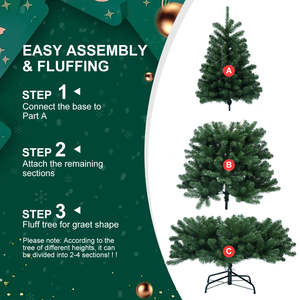 Árbol de Navidad de 6 pies y 39 pulgadas, decoración navideña grande para sala de estar, árbol de PVC blanco de 3 partes con bisagras, decoraciones navideñas para tienda - Product Image 5