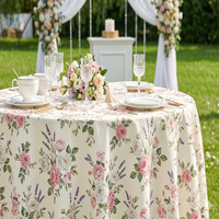 Nappe Ronde en Tissu Polyester Imprimé Floral de Haute Qualité pour Mariages et Fêtes en Extérieur, Taille Personnalisée, Faible MOQ, Vente en Gros
