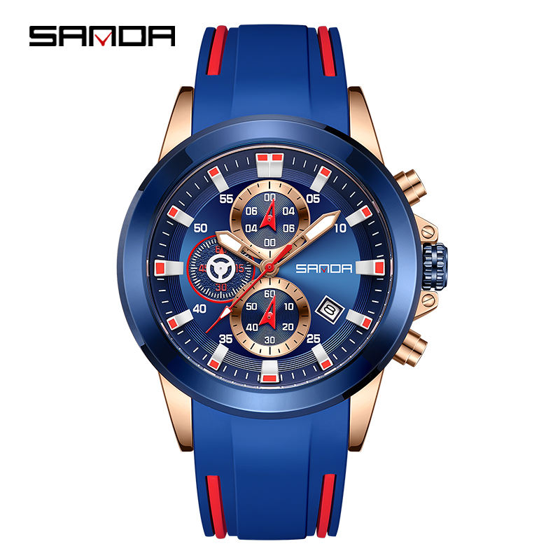 SANDA 5503 relojes diseño de moda correa de silicona suave movimiento de  cuarzo japonés moda hombres reloj de pulsera resistente al agua
