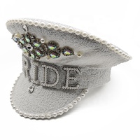 Chapeau chic à sequins avec lettres, perles et dentelle pour enterrement de vie de jeune fille, fête prénuptiale et festival Burning Man