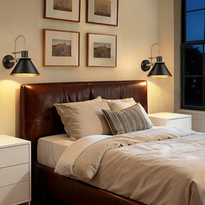 Lampes murales modernes en fer noir E27, commande par interrupteur LED, pour salon, chambre à coucher, entrée - Product Image 3