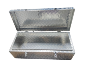 Diamond Pattern Aluminum Tool <b>Storage</b> <b>Box</b> <b>Lockable</b> Large Capacity Organizer for Truck <b>Outdoor</b> Workshop - Product Image 2