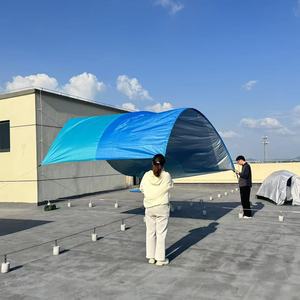 Gazebo da Spiaggia Impermeabile UPF50 con Pali in Alluminio e Corde di Ancoraggio, Tessuto Argentato 2000mmH2O, Tenda Parasole per 5 Adulti - Product Image 5