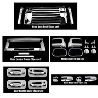 Chrome ABS voiture capot charnière Scoop évents latéraux miroir porte poignées feu arrière licence cadre couverture capuchons pour Hummer H2 2002-2009