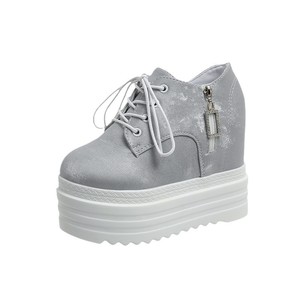 Women's Plus Size Thick Sole Wedge Shoes Autumn New Arrival Petites Round Toe Side Zipper Platform Shoes - Product Image 5