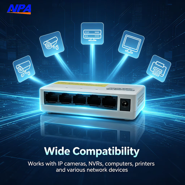 ANPA 5 Port Gigabit Network Switch 10/100/1000Mbps QoS 4.8Gbps Stackable Plug and Play Fast Ethernet for Home Office IP Camera
