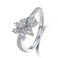 Bagues de fiançailles en platine Pt950 avec diamants de laboratoire taille cœur et poire, scintillantes et élégantes pour femme