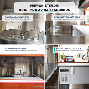 Camionnette de vente ambulante rose rétro, <span class=keywords><strong>petit</strong></span> modèle, conforme aux normes AU NZ, entièrement équipée, avec réfrigérateur et étagères, personnalisable, pour café, nourriture et glaces. - Product Image 3