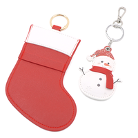 Porte-clés Pendentif Sac en Cuir PU RR, Breloque Chaussette de Noël, Décoration Festive Bonhomme de Neige, Cadeaux de Noël
