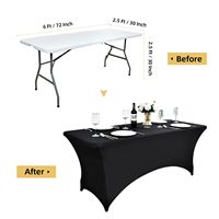 Impression personnalisée en usine Nappe extensible pour salon professionnel Couverture de table publicitaire rectangulaire en polyester et spandex pour affichage