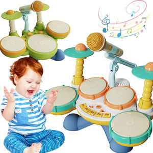 Juguetes musicales de ritmo para bebés, instrumentos de percusión electrónicos, juguetes educativos Montessori para niños, juego de batería de jazz de plástico. - Product Image 1