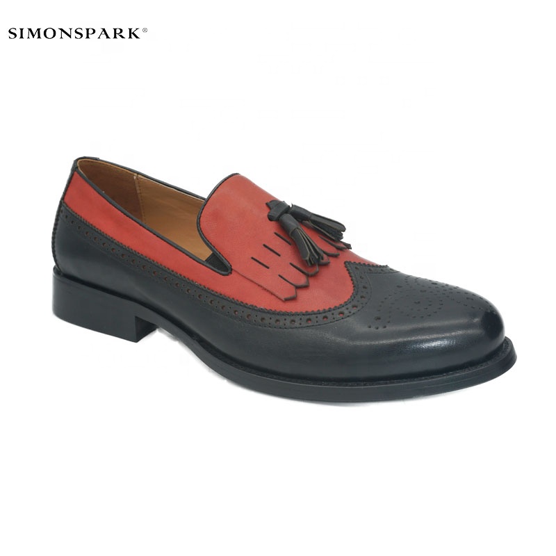 Black Formal Shoe 2021 New Model Tassel And Brogue Men Black And Red Genuine Leather Dress Formal Shoes