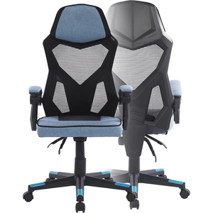 <span class=keywords><strong>Chaise</strong></span> de jeu ergonomique Eros haut de gamme avec dossier en maille, rembourrage en mousse haute densité, pivotante, bleue, best-seller - Product Image 1