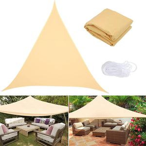 Voile d'ombrage triangulaire beige 2,5x2,5x2,5m avec anneaux en D pour terrasse, <span class=keywords><strong>auvent</strong></span> et protection solaire, conforme aux normes commerciales - Product Image 2