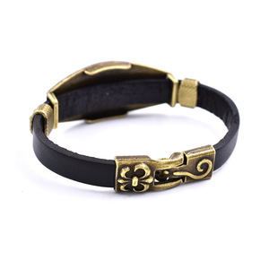 Regalo di gioielli di promozione natale oro antico gioielli religiosi uomini in pelle dio benedica croce braccialetto - Product Image 6