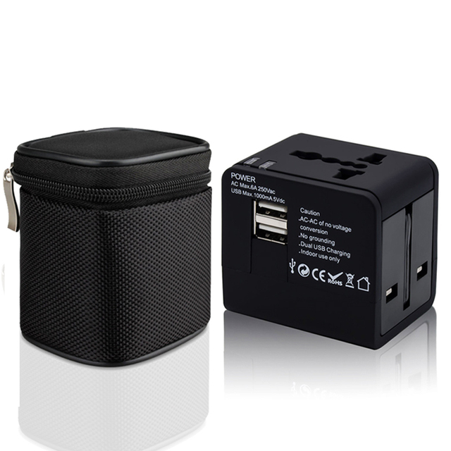 Hot Selling Dual USB Universal Travel Adapter US/EU/UK/AU 2.1A Phone Charger Power Wall Charger Type C Converter Adaptor Plug