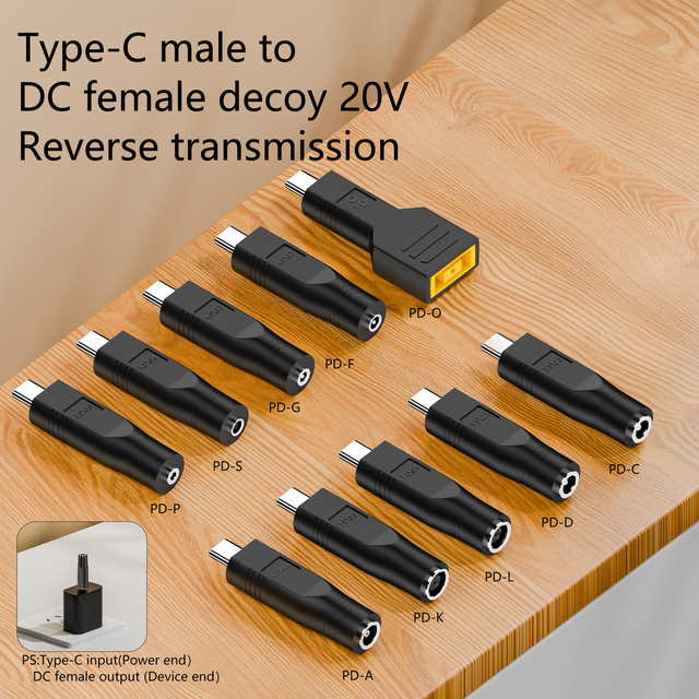 USB-C Male to DC 5.5*2.1mm/5.5*2.5mm/4.0*1.7mm/4817 Laptop Power Adapter 20V 100W