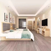Juego de Muebles de Dormitorio Económico y Moderno de Madera Sólida para Apartamento u Hotel, con Cama Queen/King, Cabecera, Mesita de Noche, Mueble para TV y Armario
