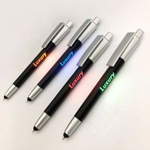Stylo bille publicitaire 3-en-1 intelligent et lumineux à LED personnalisé en plastique avec logo pour promotion - Product Image 1