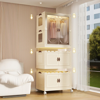 Nouvelle tendance organisateur de chambre multifonctionnel armoire de rangement pliable en plastique