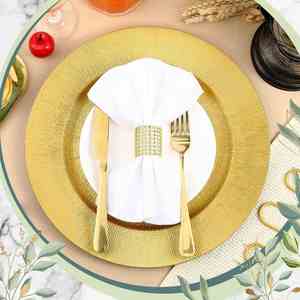 Assiettes de présentation rondes de luxe en gros, 13 pouces, dorées, pour dîner de Noël, mariage et décoration de table - Product Image 2